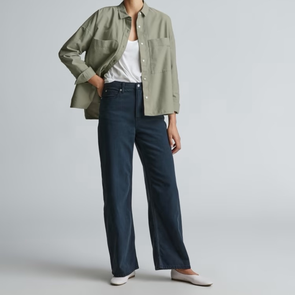 Everlane boxy Oxford in sage green XL